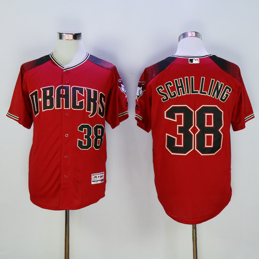 Men Arizona Diamondback 38 Schilling Red MLB Jerseys